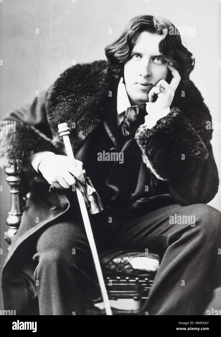 Oscar Wilde (1854-1900) portrait by Napoleon Sarony c.1882, photograph Stock Photo