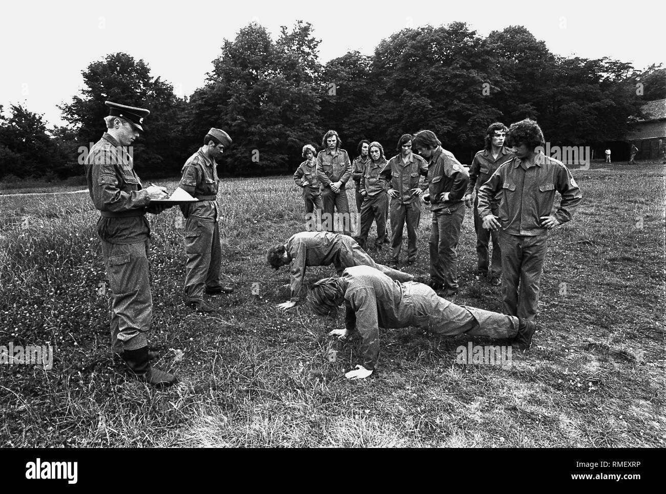 Members of the Gesellschaft fuer Sport und Technik (Sports and Technology Society) (GST) during their pre-military education. Stock Photo