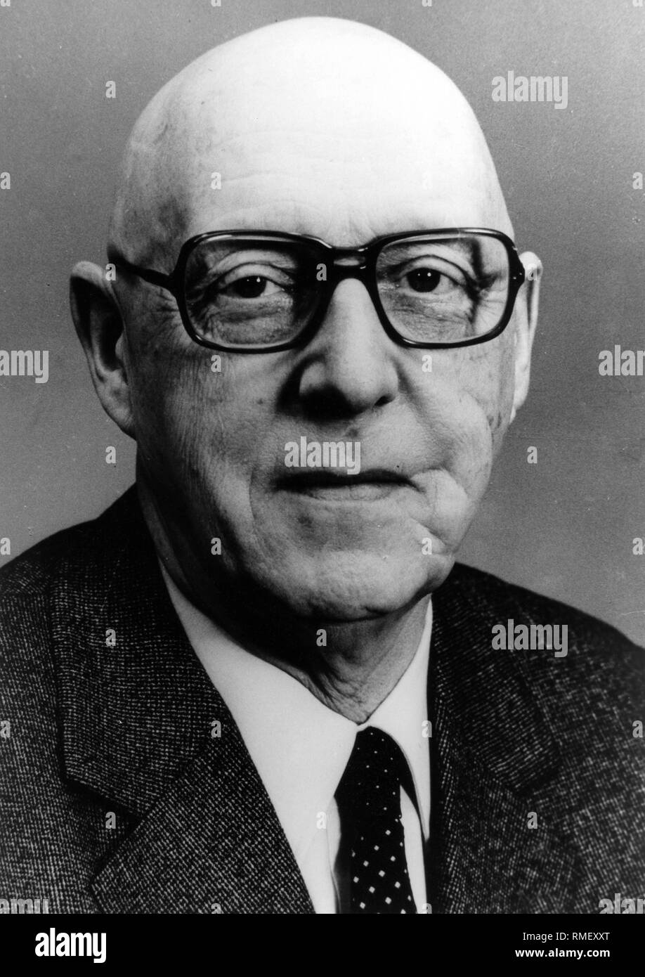 Heinrich Homann (06.03.1911 - 1994) between 1972 - 1990 was Chairman of the NDPD, between 1949 - 1989 Member of the People's Chamber , between 1960 - 1990 deputy GDR State Council Chairman. Stock Photo