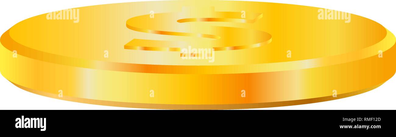 Dollar gold coin vector illustration isolated on white background Stock ...