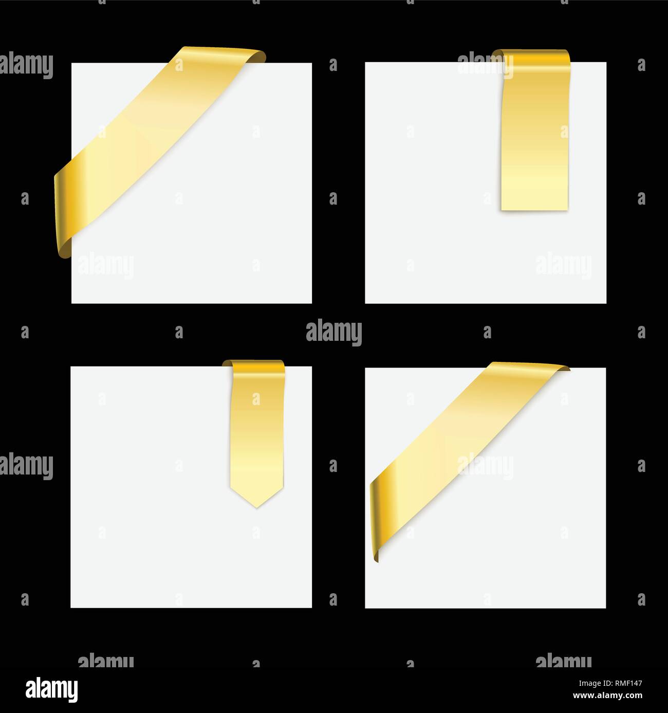 Golden Ribbons set - Vector Design gradient Elements Stock Vector