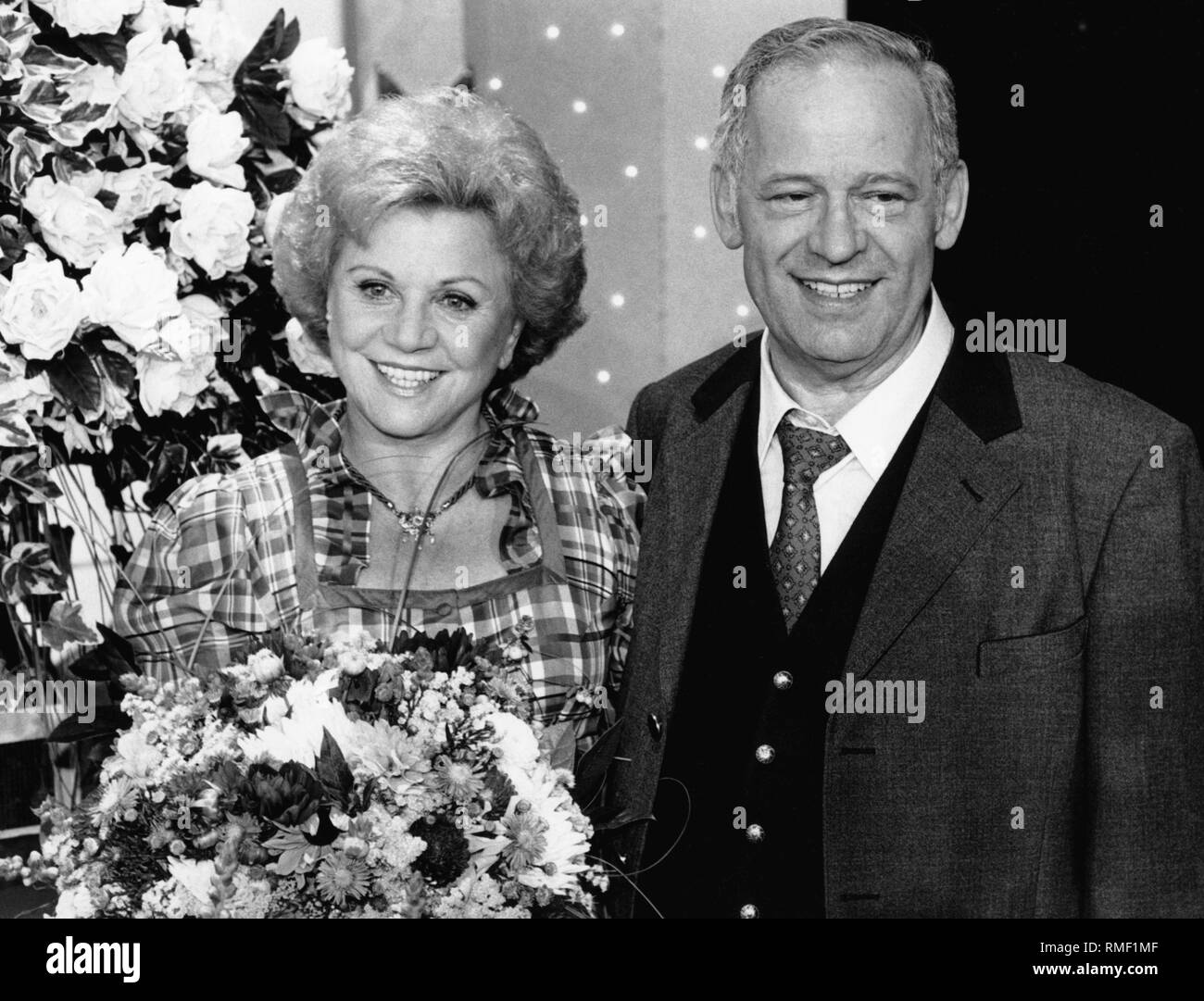 Schlager singer Maria Hellwig with her husband Addi. Stock Photo