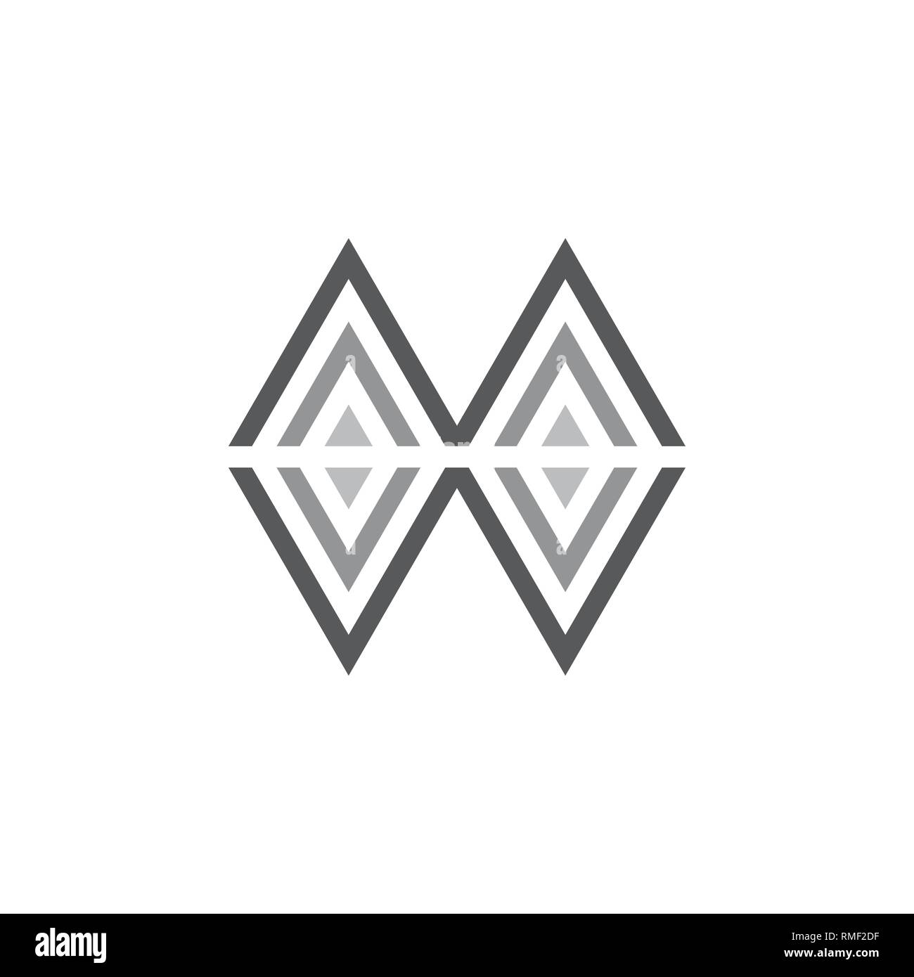 triangle stripes geometric letter mw logo vector Stock Vector