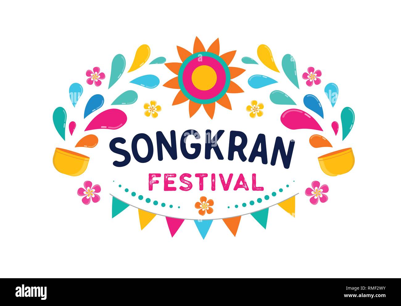 Songkran water festival in Thailand. Thai new year national holiday