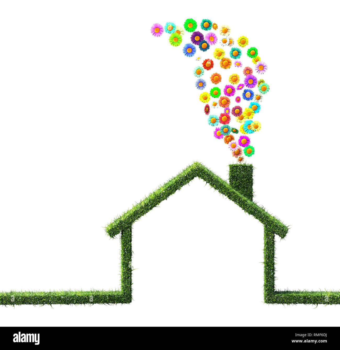 eco house concept made of grass and flowers Stock Photo
