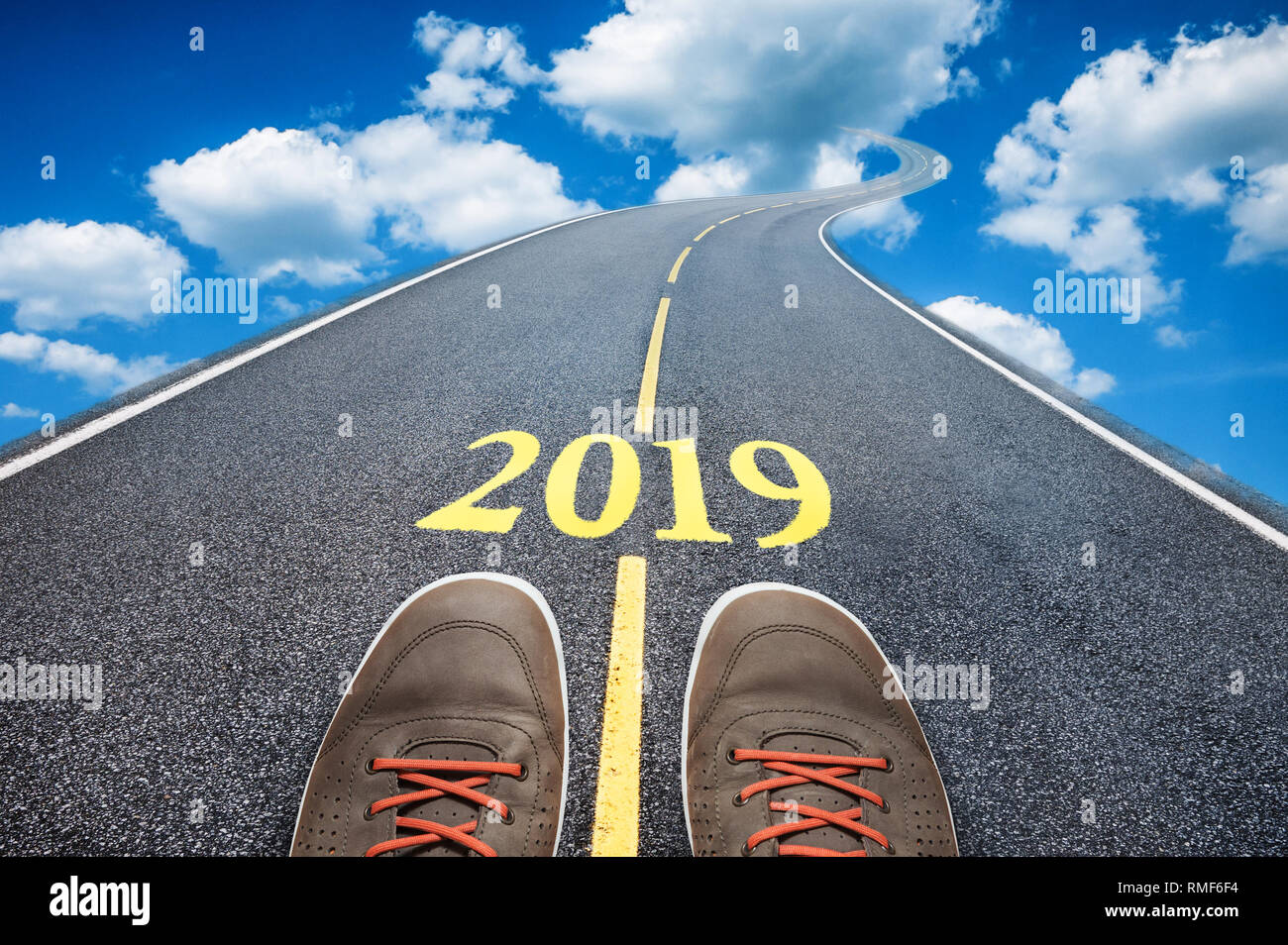 road to new 2019 year, goals and resolutions consept Stock Photo