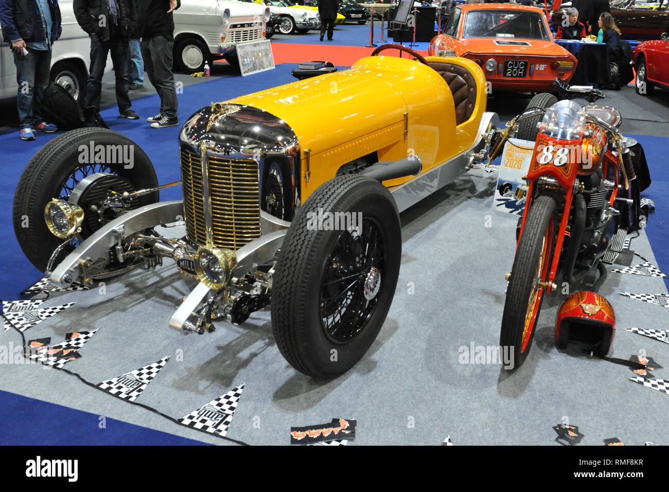 ExCel London, UK. 14th Feb 2019. A Harry Miller racing car on display ...