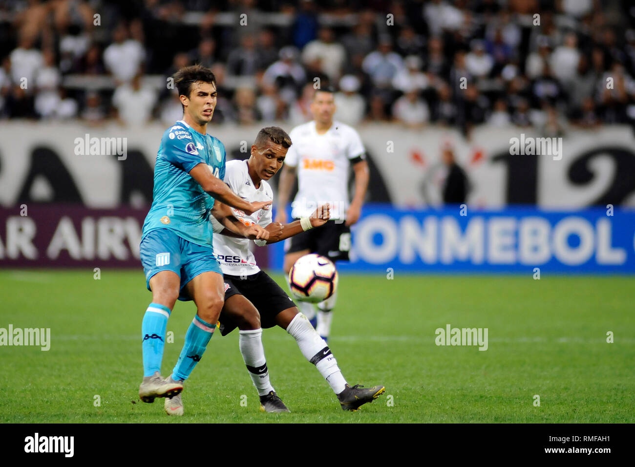 2014 - Corinthians X Racing-ARG - Corinthians player Pedrinho contests bid  with Racing player during match at Arena Corinthians stadium for Copa  Sudamericana championship 2019 Photo: Alan Morici / AGIF Stock Photo - Alamy, image size:1300x956