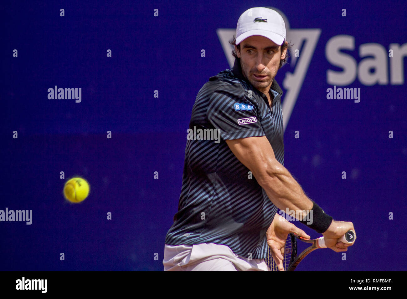 Buenos Aires, Federal Capital, Argentina. 14th Feb, 2019. The Uruguayan Pablo Cuevas achieves his qualification to the quarterfinals in the Argentina Open 2019 after beating the Portuguese Joao Sousa, fifth seed, with a score of 6-4, 7-5. His opponent will be Dominic Thiem, from Austria, the favorite and first seed, after beating the German Maximilian Marterer 6-4; 6-4. Credit: Roberto Almeida Aveledo/ZUMA Wire/Alamy Live News Stock Photo