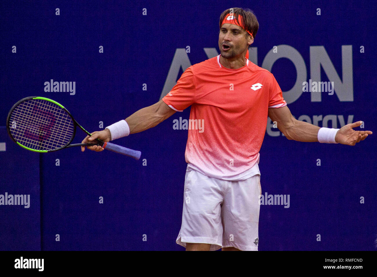 Buenos Aires, Federal Capital, Argentina. 14th Feb, 2019. The three-time Argentine Open champion, Spanish David Ferrer, says goodbye after being defeated by his compatriot Albert Ramos ViÃ±olas with a score of 6-3; 6 (9) -7 (11); 6-3, marking in this way the start of his retirement from professional tennis. Credit: Roberto Almeida Aveledo/ZUMA Wire/Alamy Live News Stock Photo