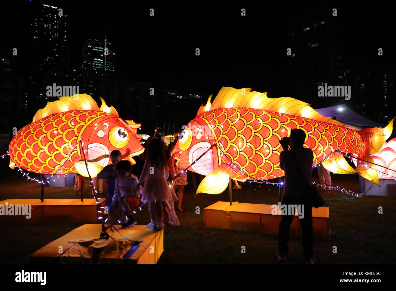 Sydney Australia 15th February 2019 A Replica Great Wall Of China Lantern Is The Centrepiece Of