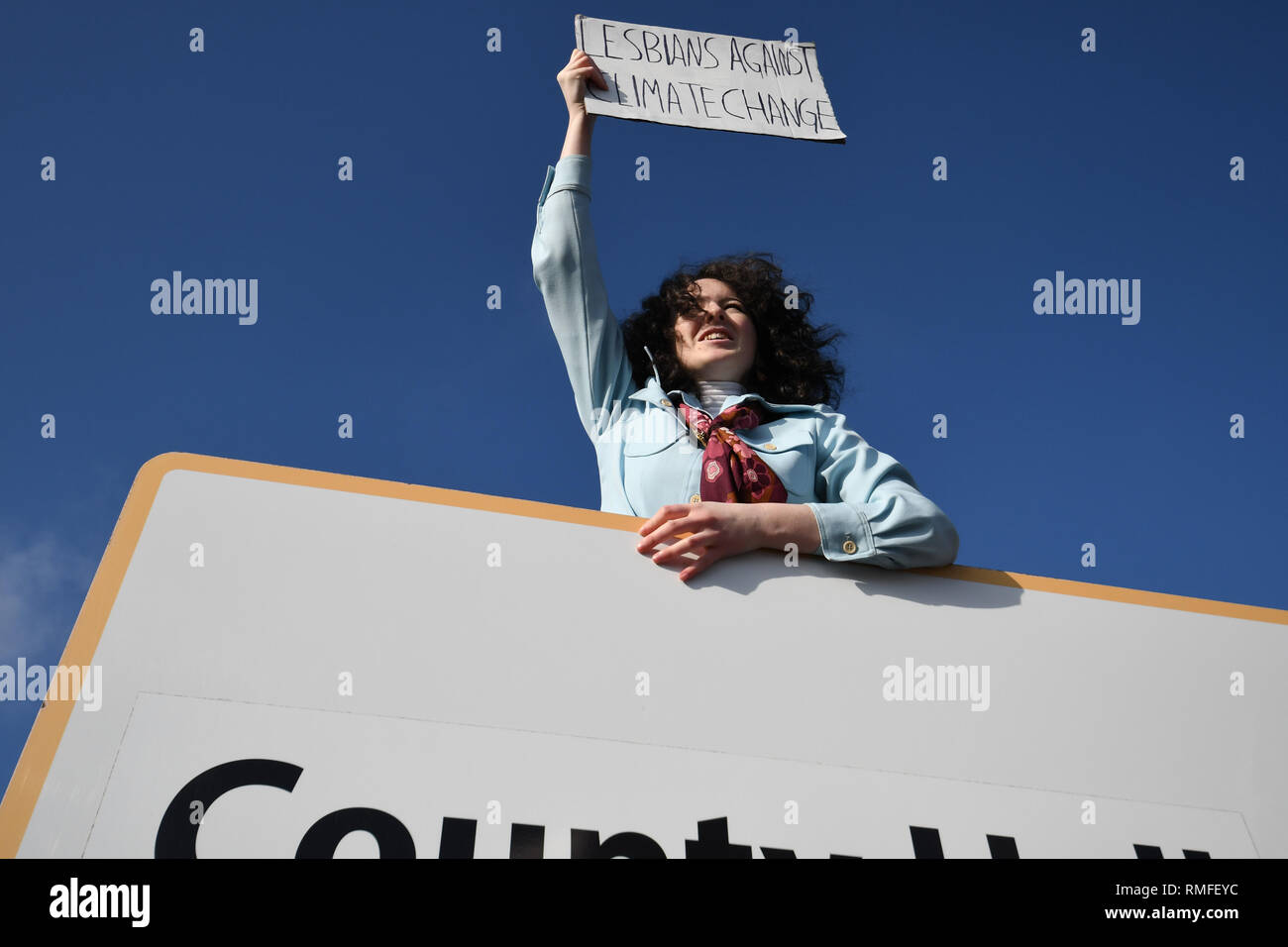 County Hall, Truro, Cornwall, UK. 15th Feb 2019. Students of all ages were outside Truro Country hall today striking for Climate change. Credit: Simon Maycock/Alamy Live News Stock Photo