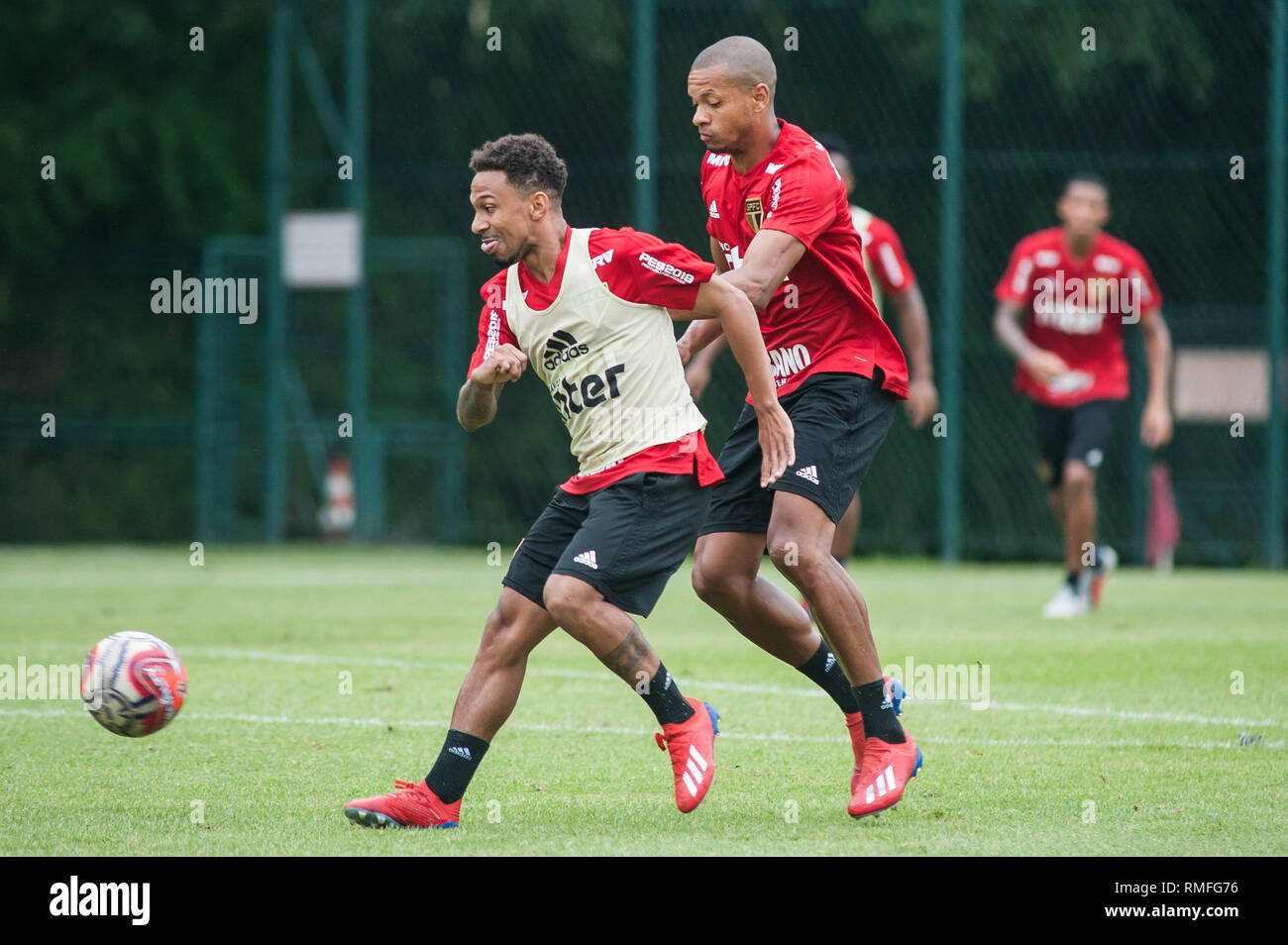 Sao Paulo Sp 15 02 19 Treino Do Sao Paulo Fc Biro Biro And Edimar During Training Of Sao Paulo Futebol Clube Held At Cct Barra Funda In The West Zone Of