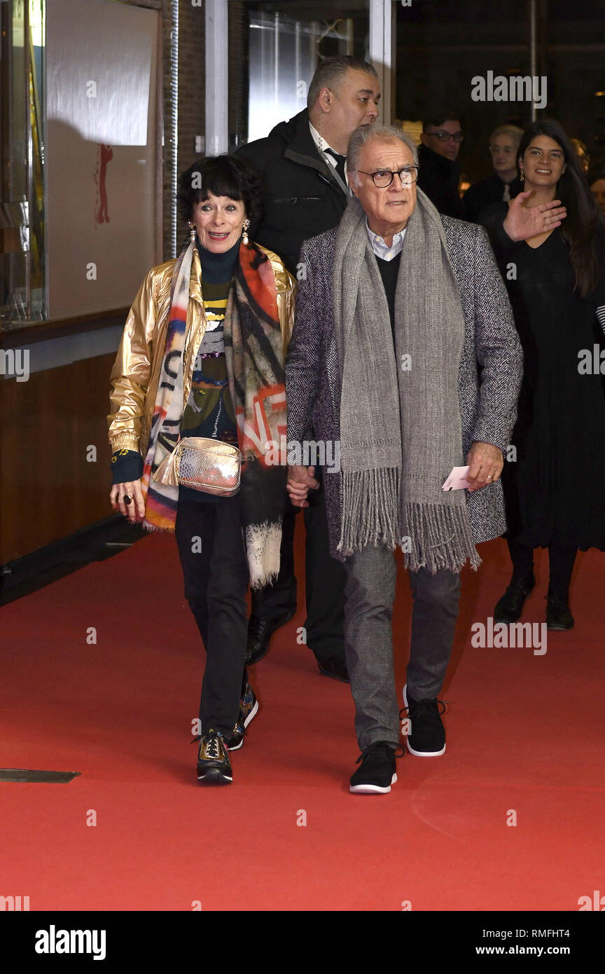 Berlin, Germany. 13th Feb, 2019. Geraldine Chaplin and her husband Patricio Castilla attending the 'Holy Beasts/La Fiera y La Fiesta' premiere at the 69th Berlin International Film Festival/Berlinale 2019 at Kino International on February13, 2019 in Berlin, Germany. | usage worldwide Credit: dpa/Alamy Live News Stock Photo