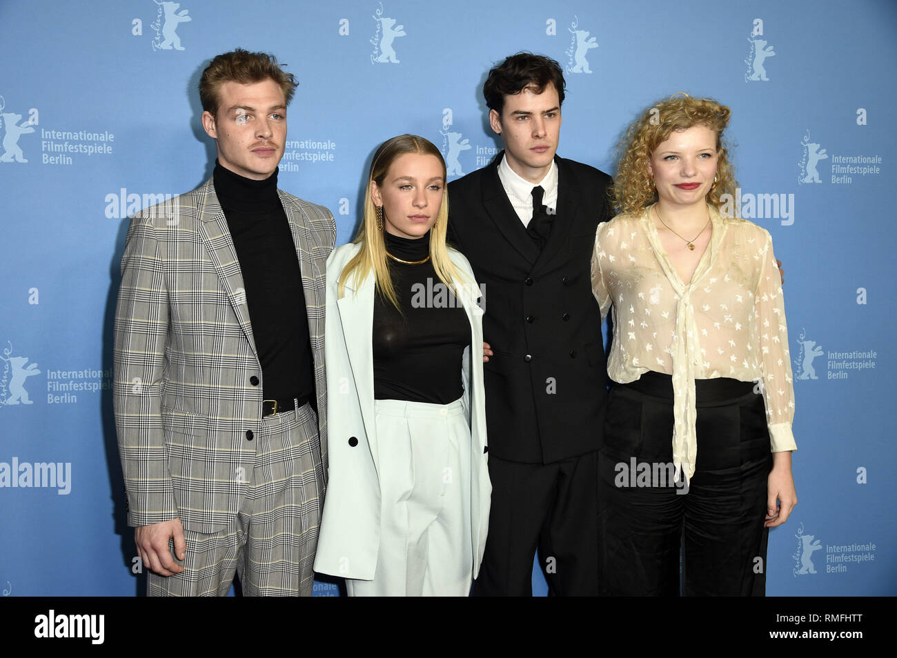 Berlin, Germany. 13th Feb, 2019. David Schütter, Anna Lena Klenke, Thomas Prenn und Luisa-Celine Gaffron bei der Premiere der Serie '8 Tage' auf der Berlinale 2019/69. Internationale Filmfestspiele Berlin im Zoo Palast. Berlin, 13.02.2019 | usage worldwide Credit: dpa/Alamy Live News Stock Photo