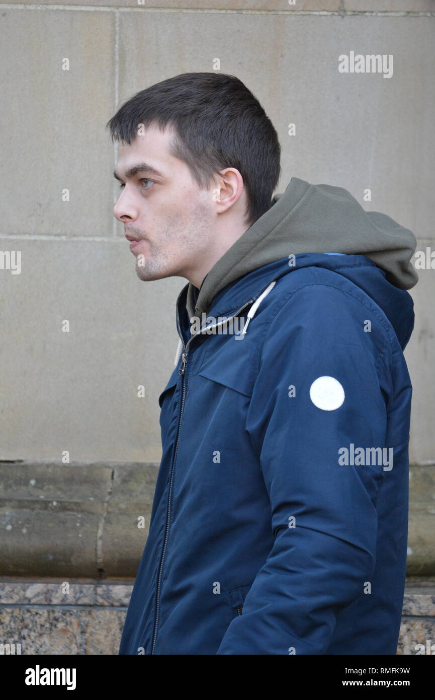 Glasgow, UK. 15th Feb, 2019. Robert McPhail - the father of Alesha McPhail outside of the court during Alesha McPhail's Murder Trial. Alesha's body was found in the grounds of a former hotel on 2 July last year. Not able to name the accused. It is illegal in Scotland to publish the name, address, school or any other information which could identify anyone under the age of 18 who is the accused, victim or witness in a criminal case This law applies to social media as well as to websites, newspapers and TV and radio programmes. Credit: Colin Fisher/Alamy Live News Stock Photo