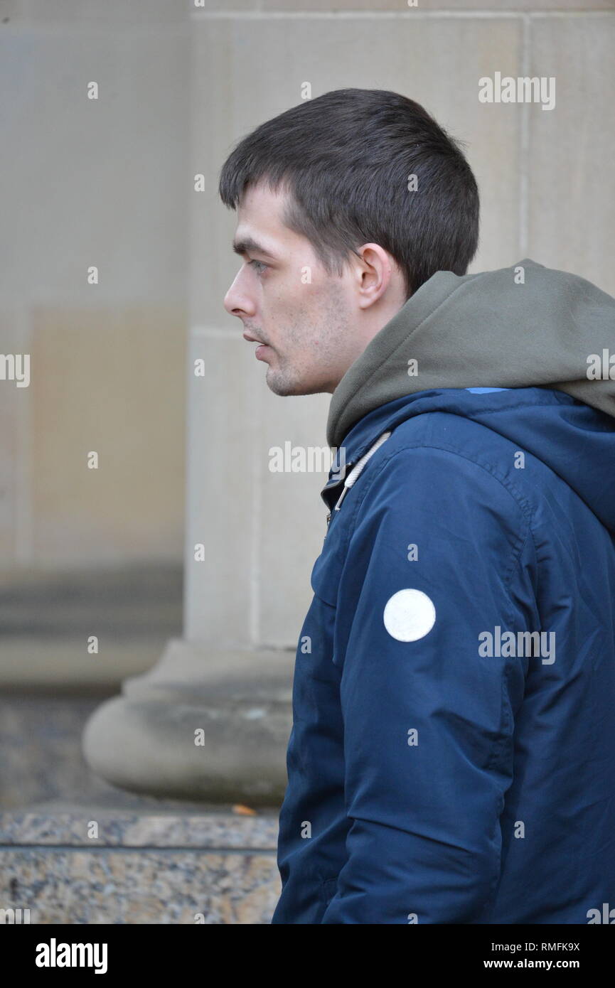 Glasgow, UK. 15th Feb, 2019. Robert McPhail - the father of Alesha McPhail outside of the court during Alesha McPhail's Murder Trial. Alesha's body was found in the grounds of a former hotel on 2 July last year. Not able to name the accused. It is illegal in Scotland to publish the name, address, school or any other information which could identify anyone under the age of 18 who is the accused, victim or witness in a criminal case This law applies to social media as well as to websites, newspapers and TV and radio programmes. Credit: Colin Fisher/Alamy Live News Stock Photo