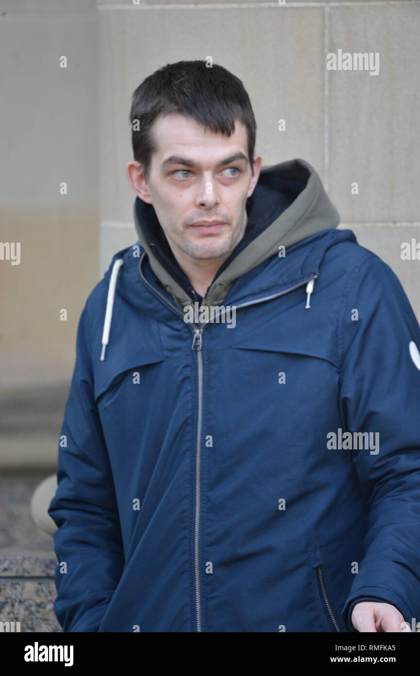 Glasgow, UK. 15th Feb, 2019. Robert McPhail - the father of Alesha McPhail outside of the court during Alesha McPhail's Murder Trial. Alesha's body was found in the grounds of a former hotel on 2 July last year. Not able to name the accused. It is illegal in Scotland to publish the name, address, school or any other information which could identify anyone under the age of 18 who is the accused, victim or witness in a criminal case This law applies to social media as well as to websites, newspapers and TV and radio programmes. Credit: Colin Fisher/Alamy Live News Stock Photo