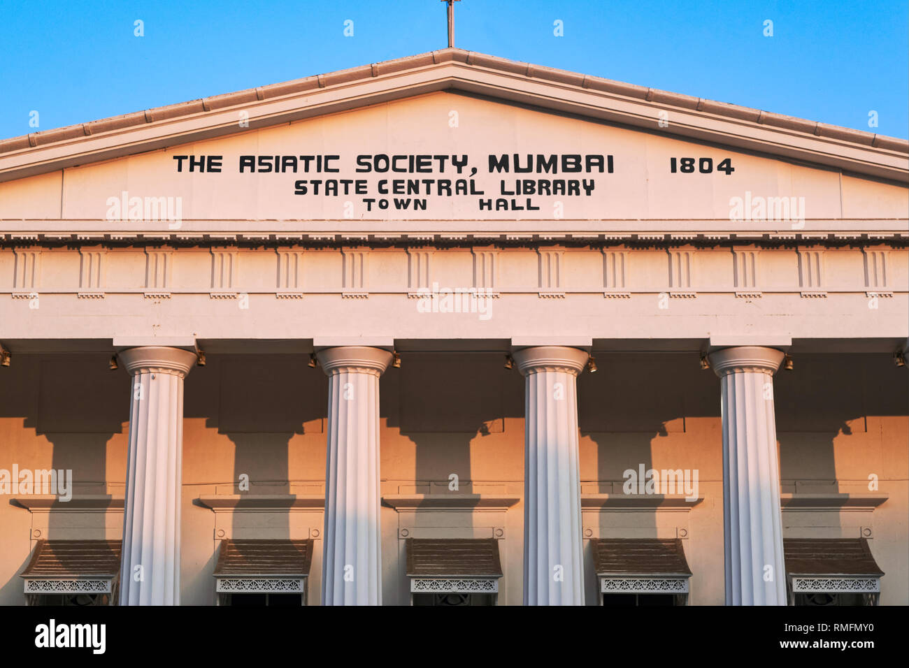 The Asiatic Society of Mumbai and Library, in colonial times the Town Hall, located at Horniman Circle, Fort, Mumbai, India Stock Photo