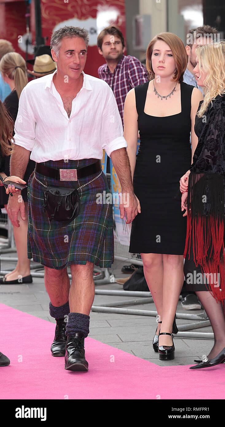 London, UK, 11th June 2014 Greg Wise and daughter Gaia Romilly Wise arrive on the Pink Carpet the World Premiere of 'Walking On Sunshine' Stock Photo