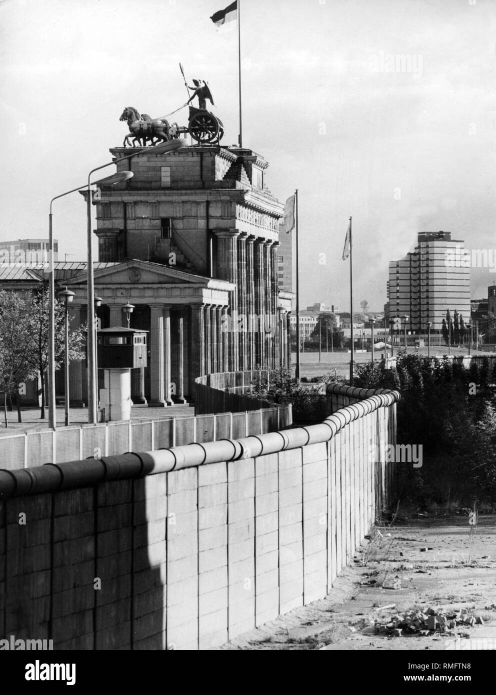 View over the Berlin Wall on the Brandenburg Gate and the