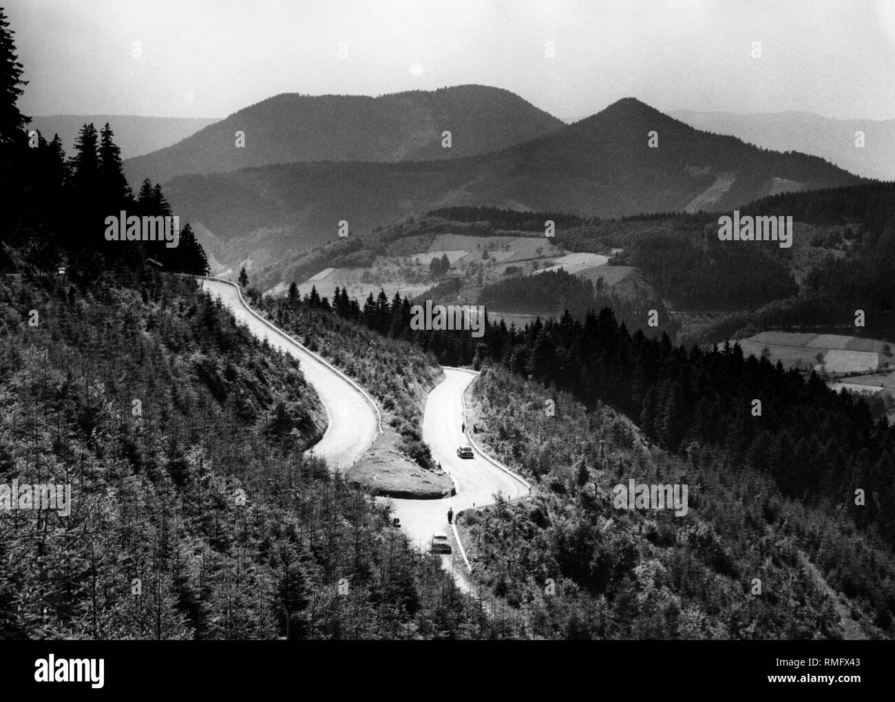 Panoramic view on a serpentine in the Black Forest near Bad Griesbach. Undated picture. Stock Photo