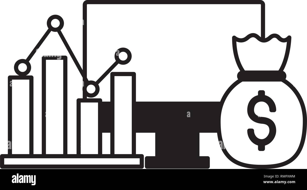 computer chart money bag stock market Stock Vector Image & Art - Alamy