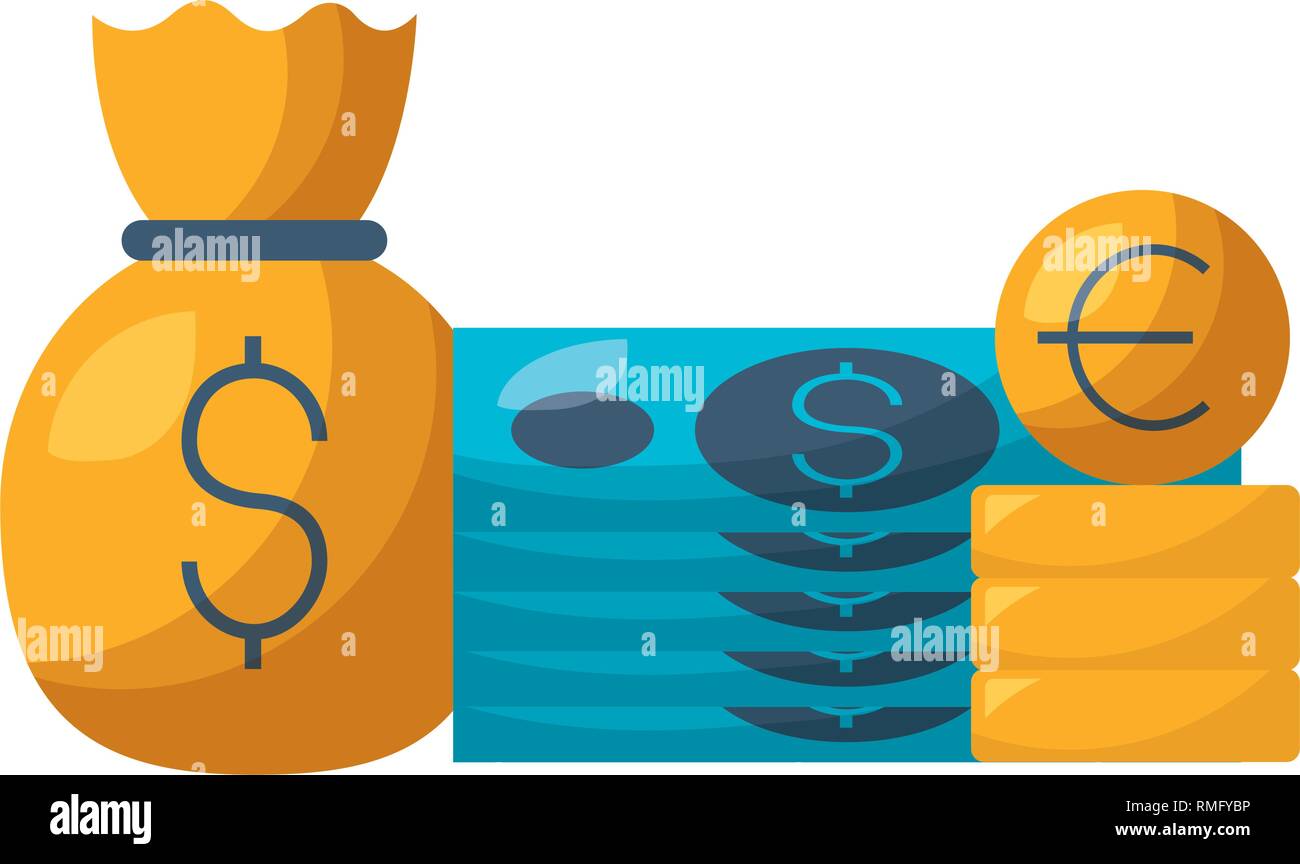 banknote money bag coins euro stock market Stock Vector Image & Art - Alamy