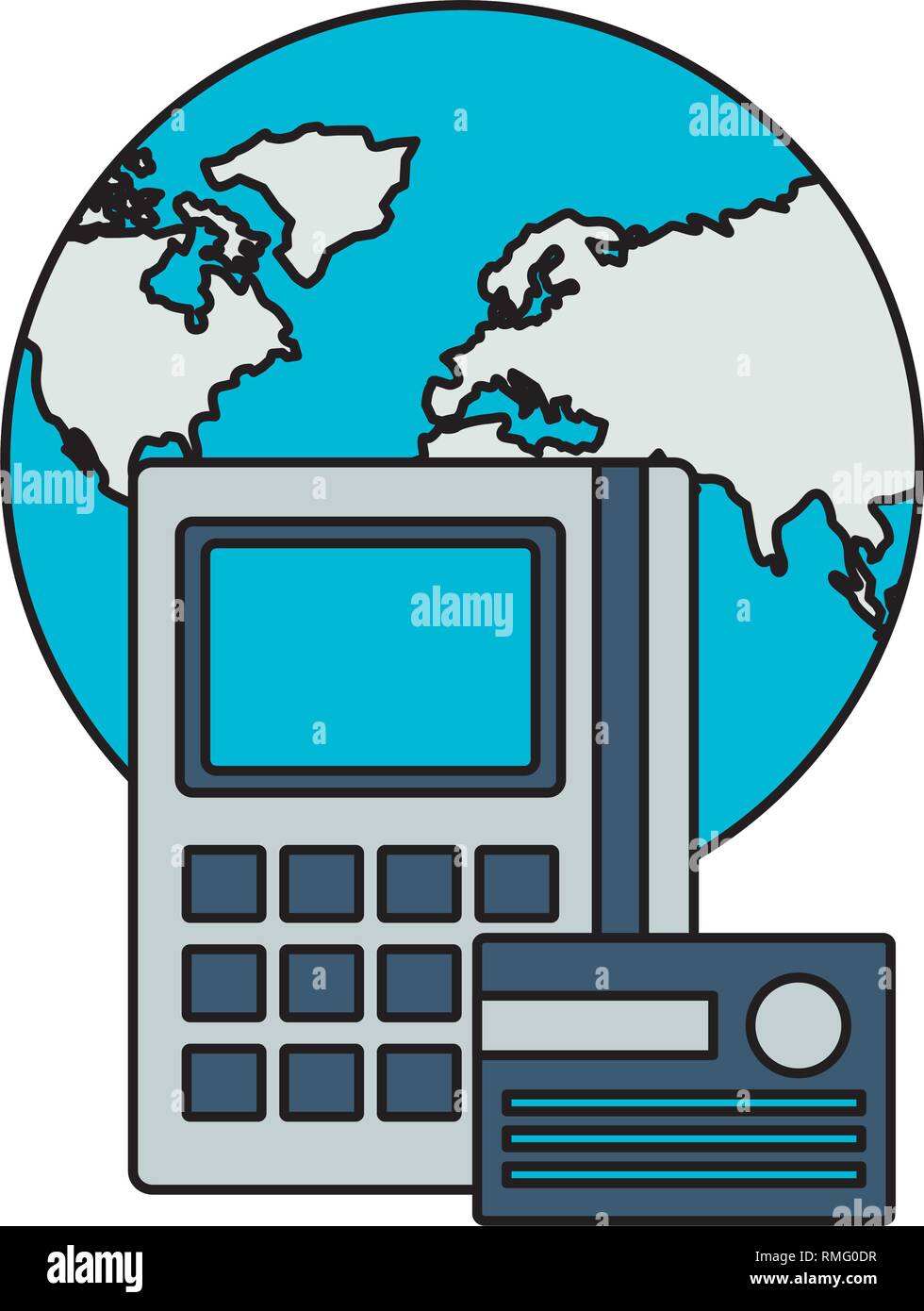 world calculator bank card stock market Stock Vector