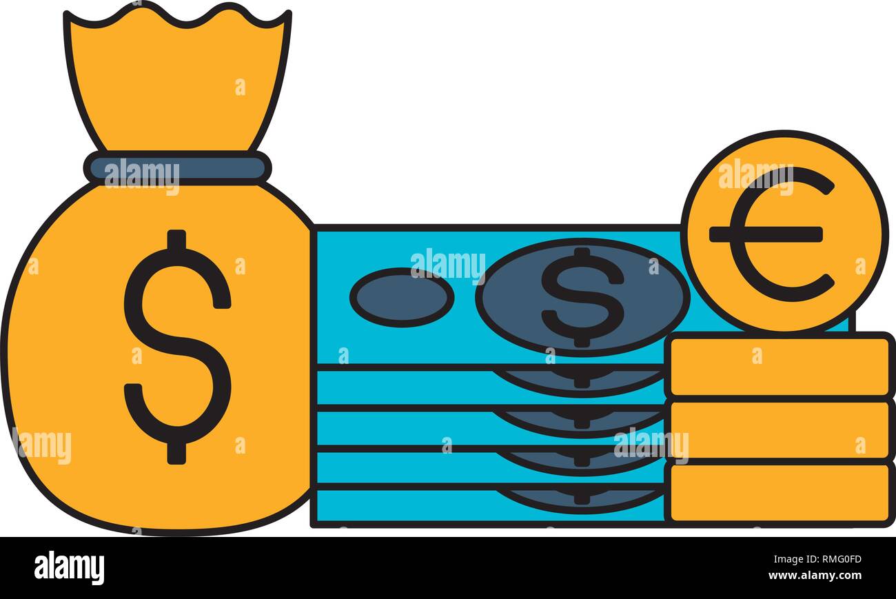 banknote money bag coins euro stock market Stock Vector Image & Art - Alamy