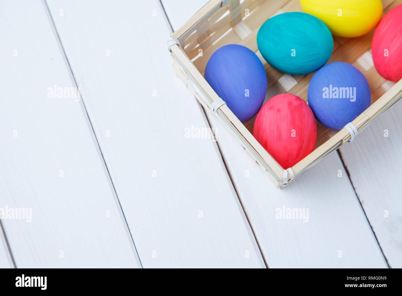 happy easter with easter eggs Stock Photo