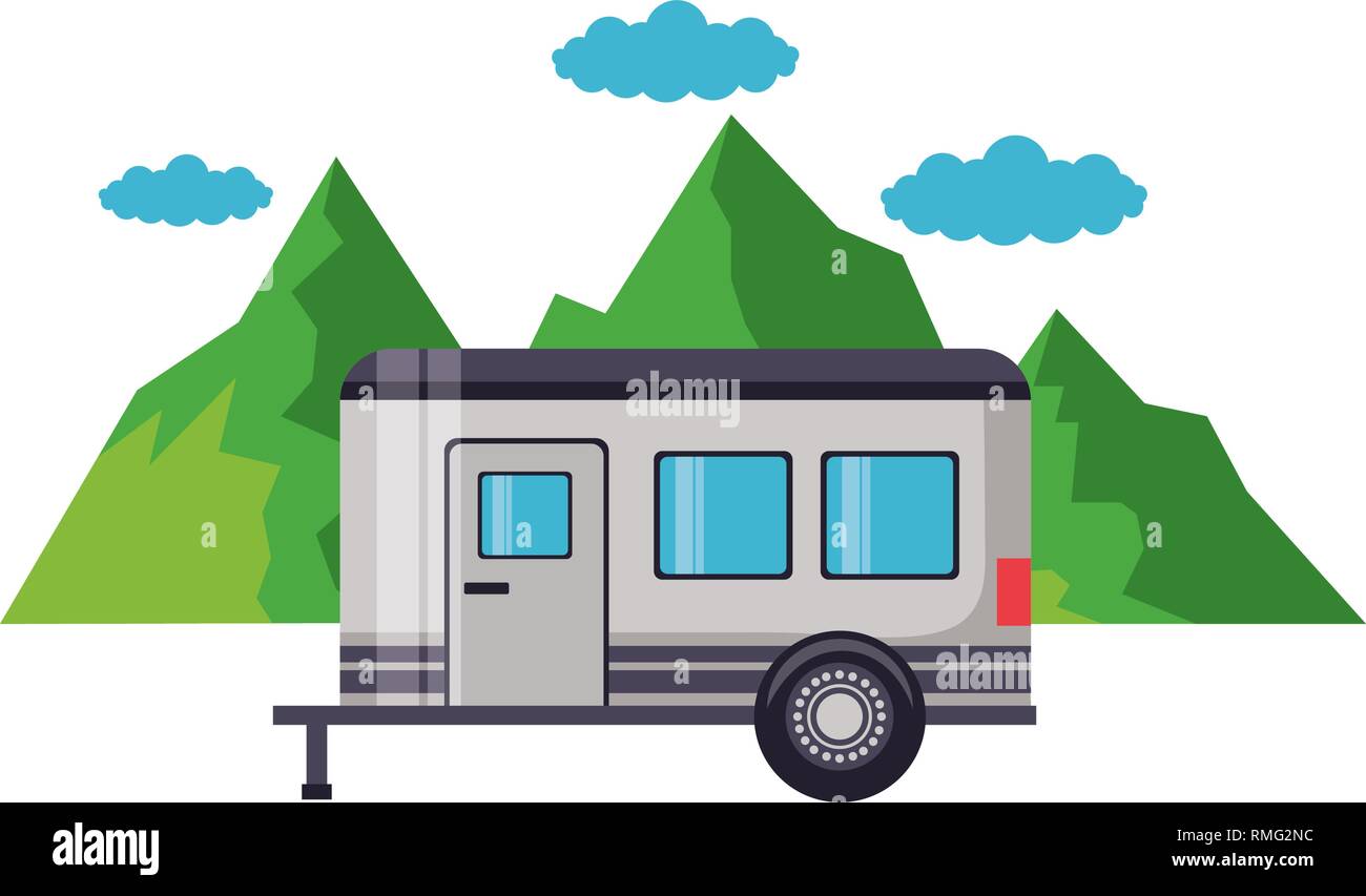 camper trailer mountains sky panorama Stock Vector Image & Art - Alamy