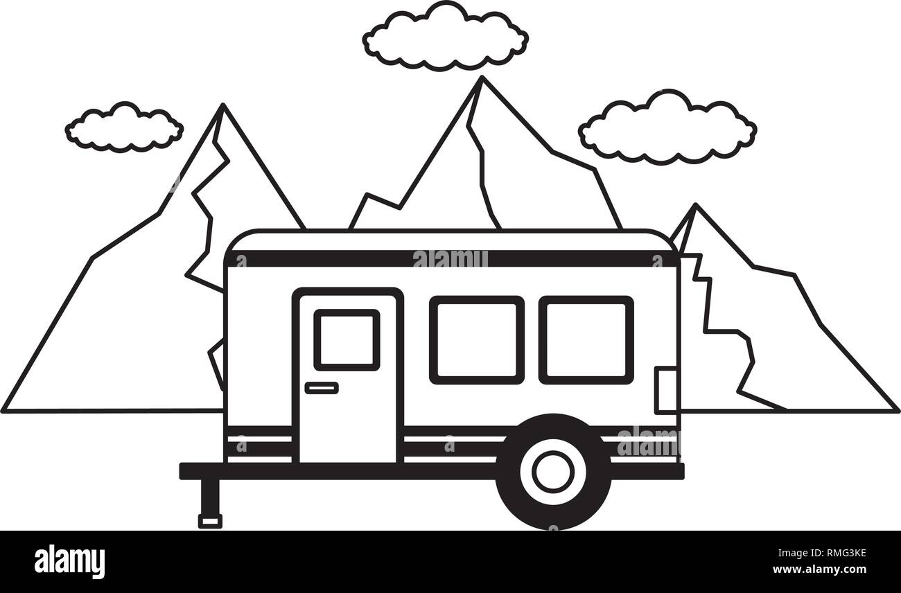 camper trailer mountains sky panorama Stock Vector Image & Art - Alamy