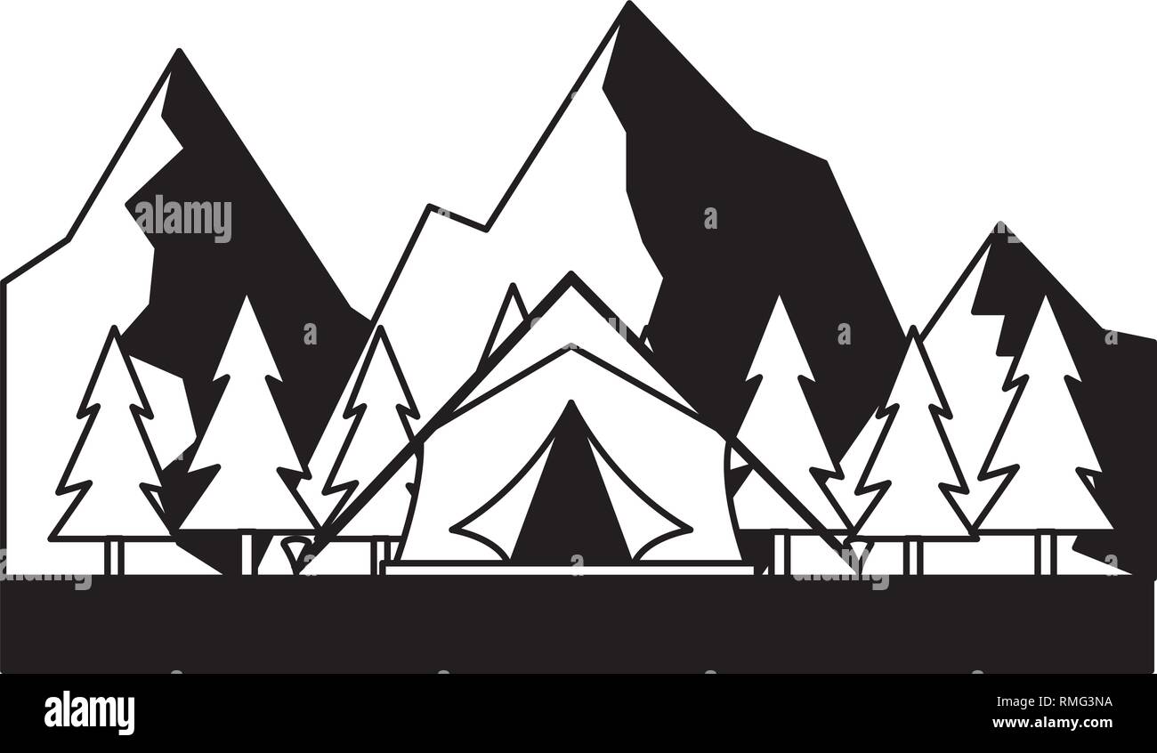 Simple Camp Tree Vector tent camping trees and mountains Stock Vector Image & Art - Alamy