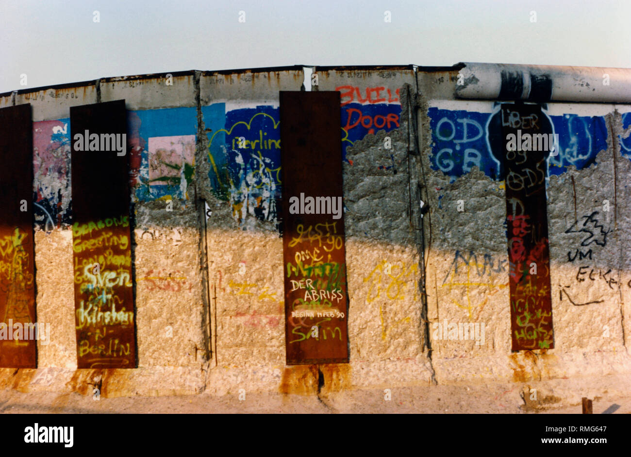 A Section Of The Berlin Wall On Potsdamer Platz Painted With Graffiti And Inscriptions Stock Photo Alamy