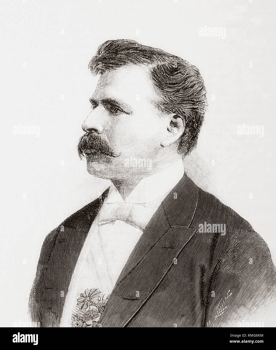 Julio Herrero y Obes, 1841 - 1912.  Uruguayan politician, lawyer, journalist and 16th president of Uruguay.  From La Ilustracion Artistica, published 1887. Stock Photo