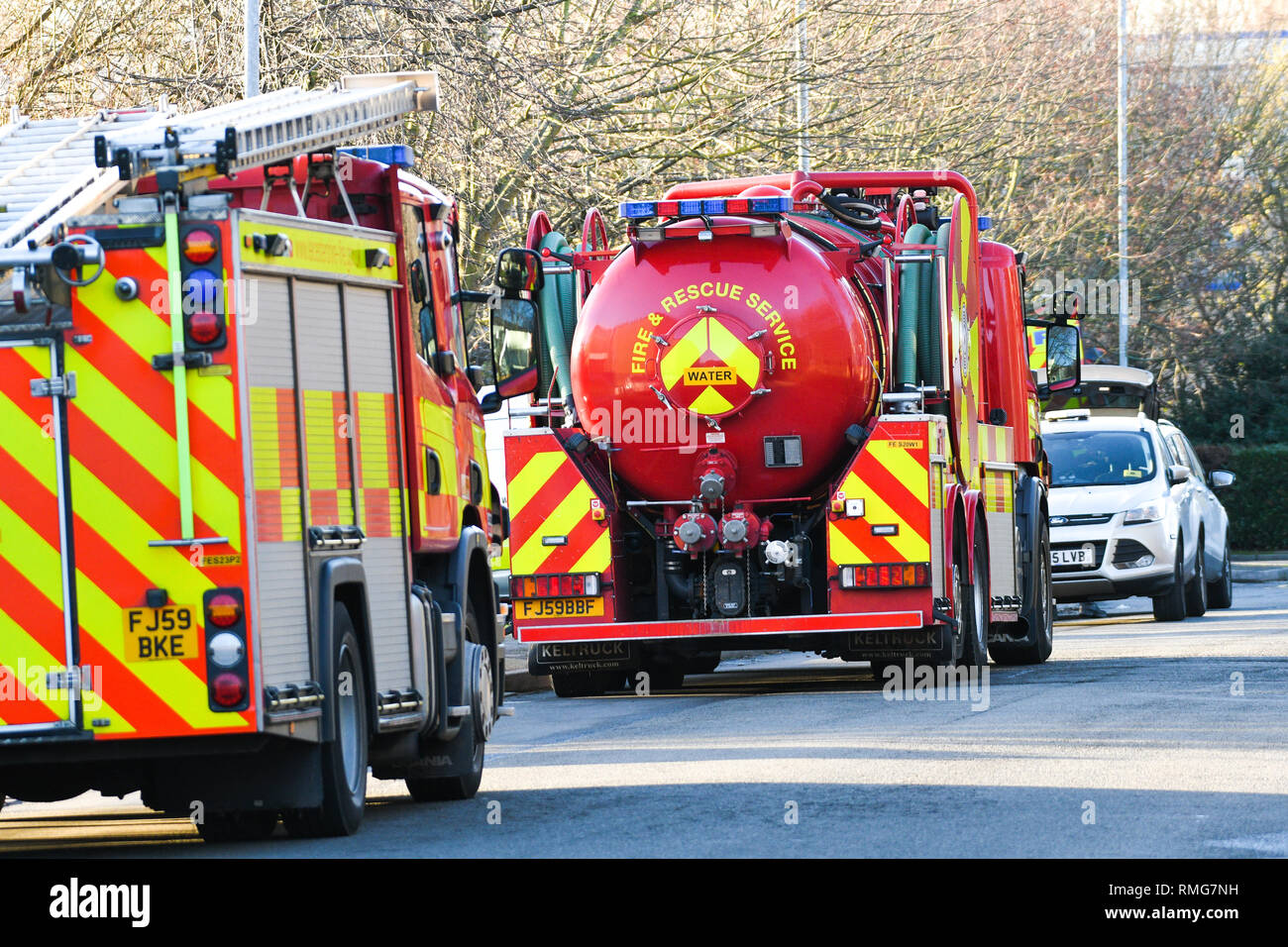 fire engines at a incident Stock Photo
