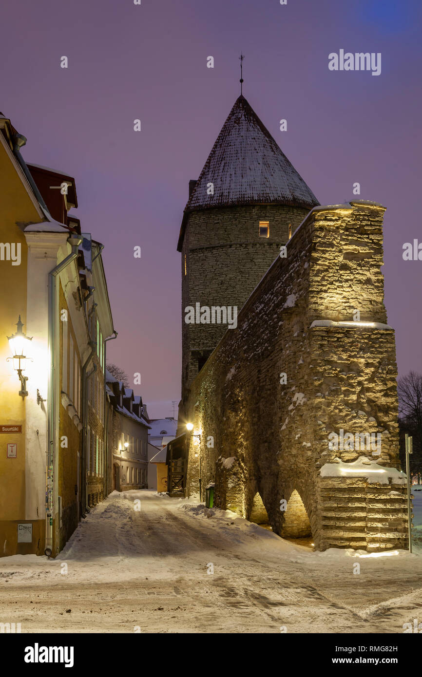 Evening at Tallinn city walls, Estonia. Stock Photo
