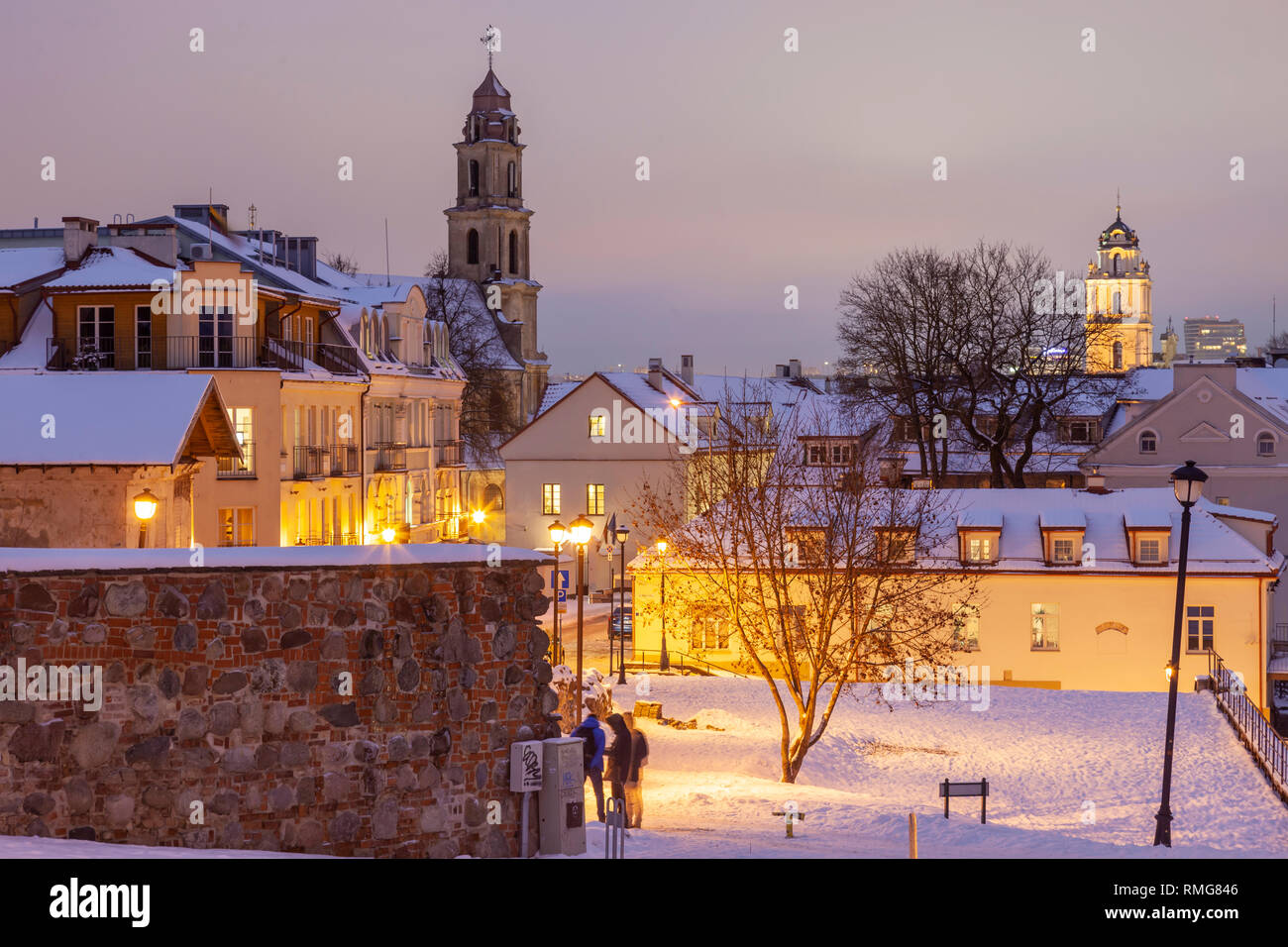 Winter evening in Vilnius, Lithuania Stock Photo Alamy