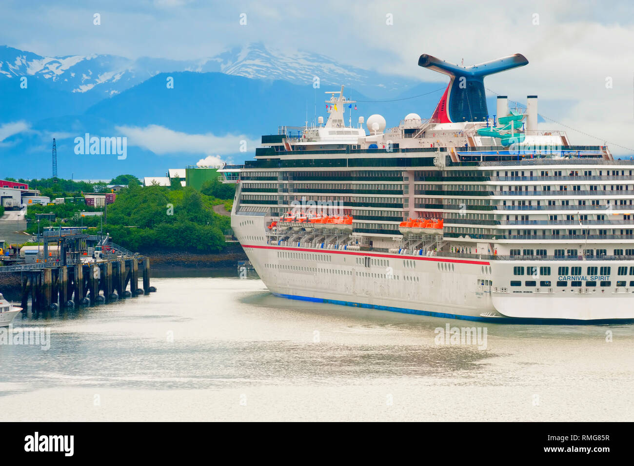 Juneau, Alaska,USA - June26,2010:  A port for many cruise ships to dock with tourist aboard in the Gastineau Channel Stock Photo