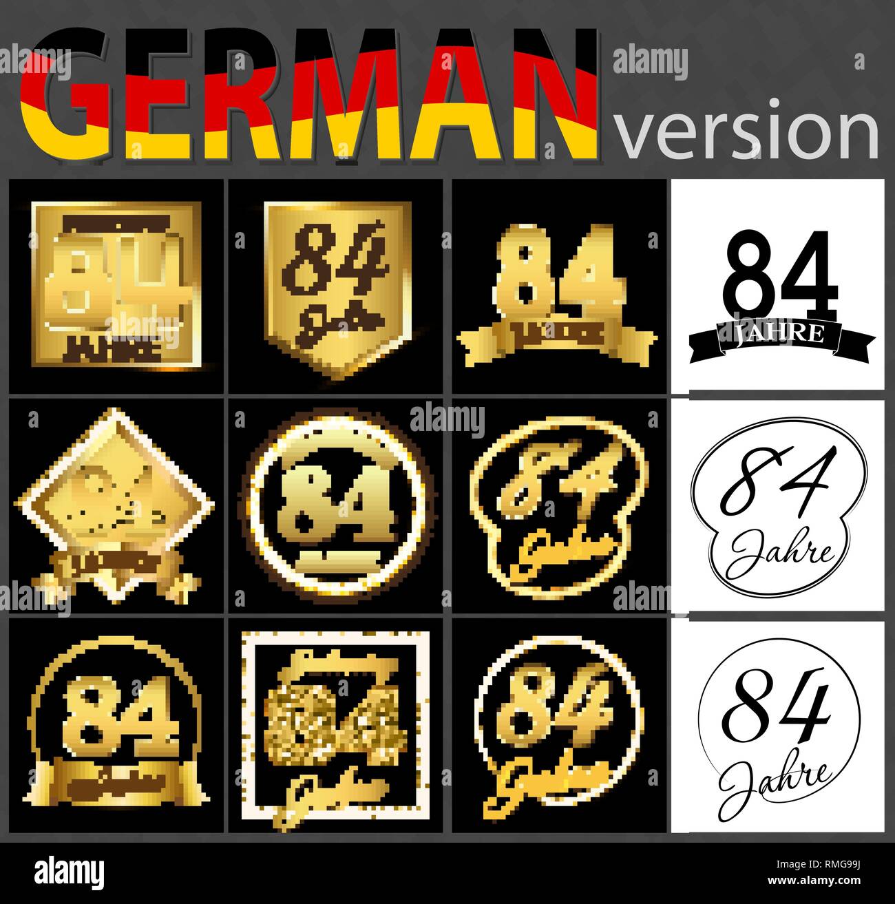 Set of number eighty-four years (84 years) celebration design ...