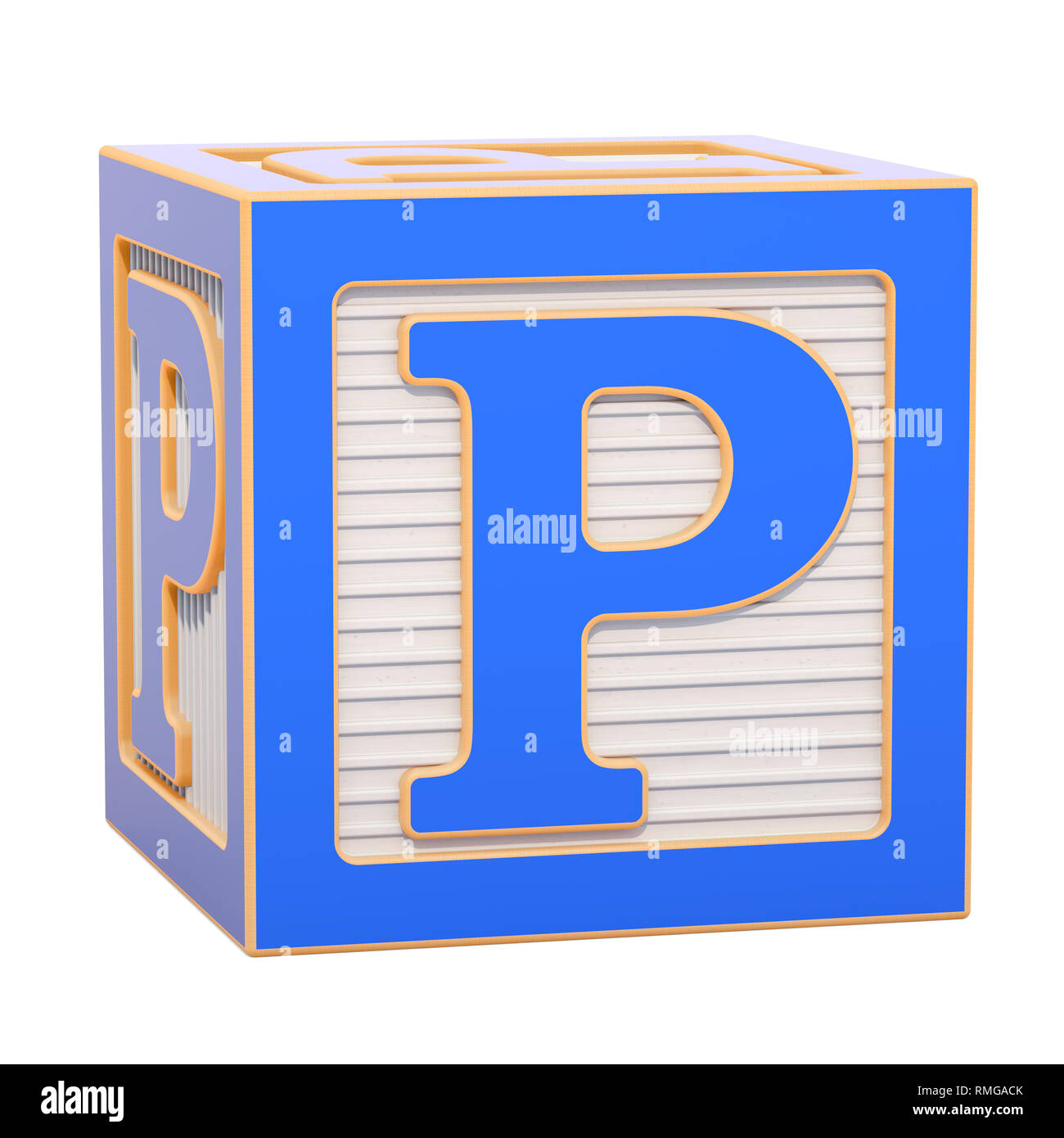 ABC Alphabet Wooden Block with P letter. 3D rendering isolated on ...