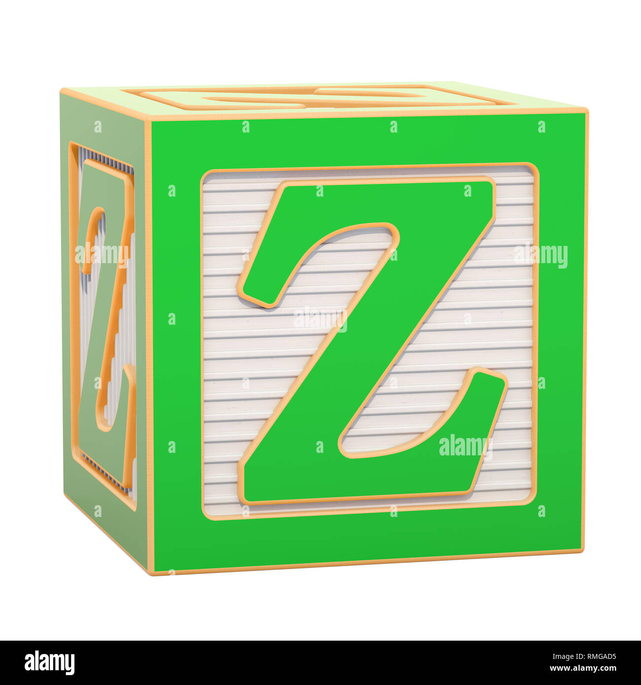 ABC Alphabet Wooden Block with Z letter. 3D rendering isolated on ...