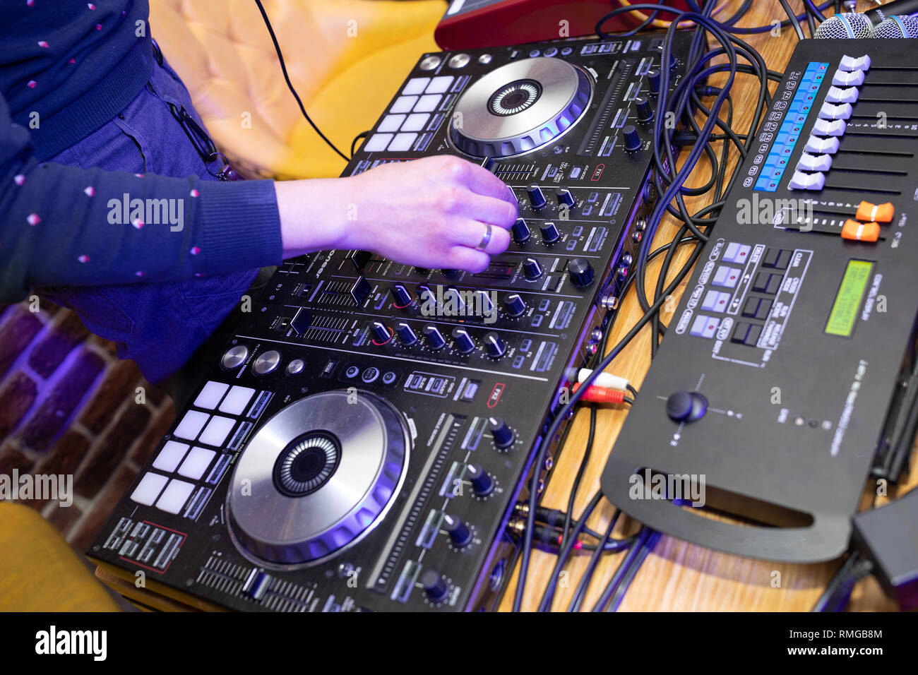 Disco Instruments Used close-up equipment at the disco in the club Stock Photo - Alamy