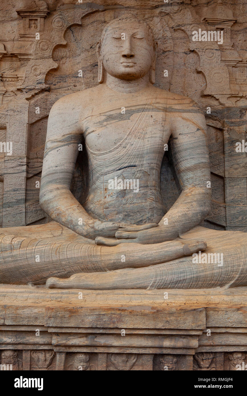 Polonnaruwa,Sri Lanka - January 21,2019: The Gal Vihara, also known as Gal Viharaya and originally as the Uttararama, is a rock temple of the Buddha s Stock Photo