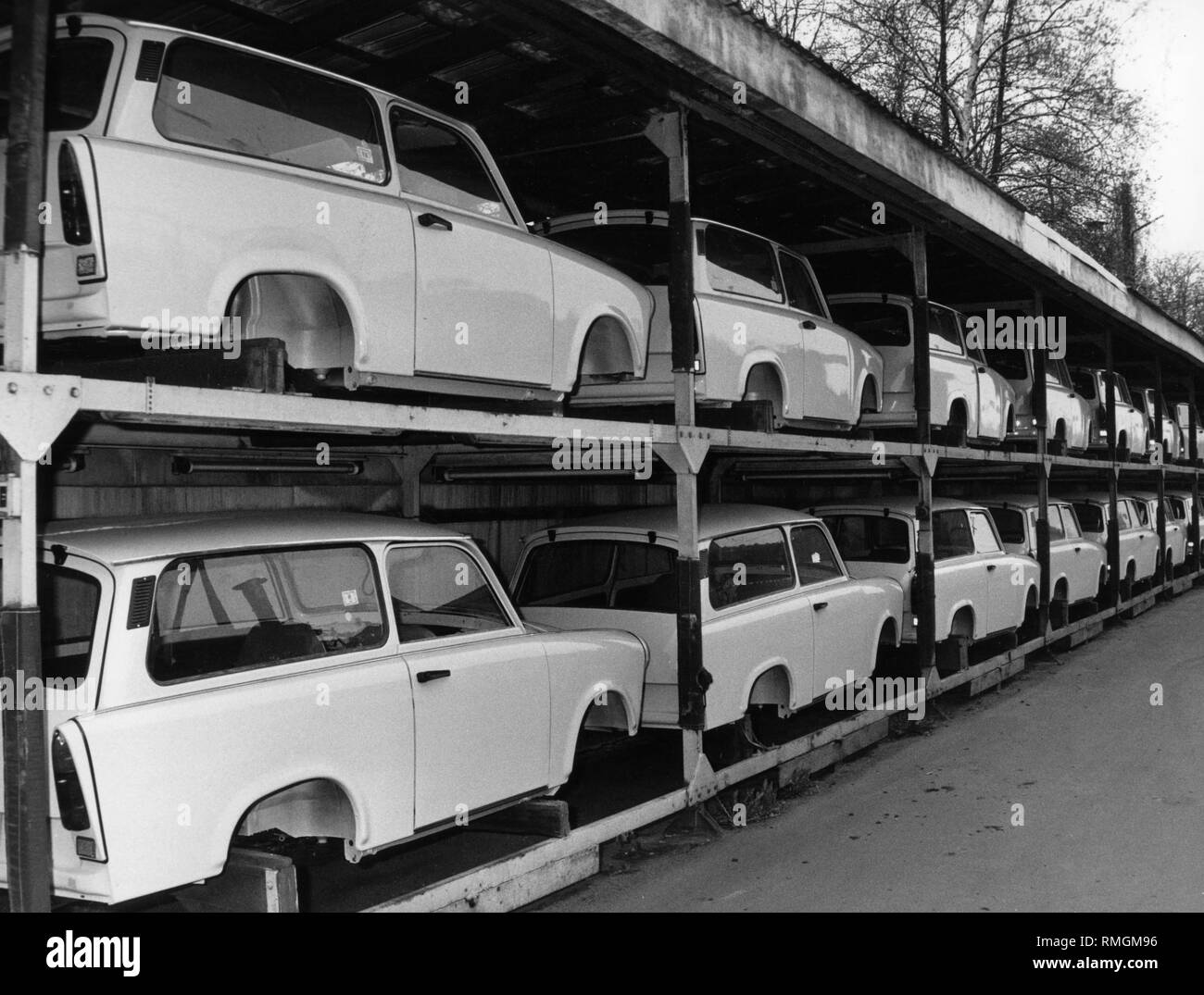Bodies for cars of the type 'Trabant' in VEB Sachsenring. Stock Photo