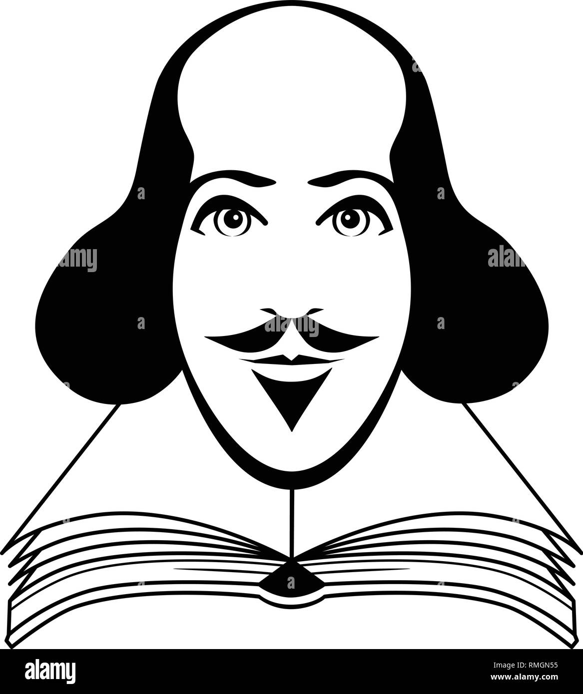 William Shakespeare cartoon in comic style. Stock Vector