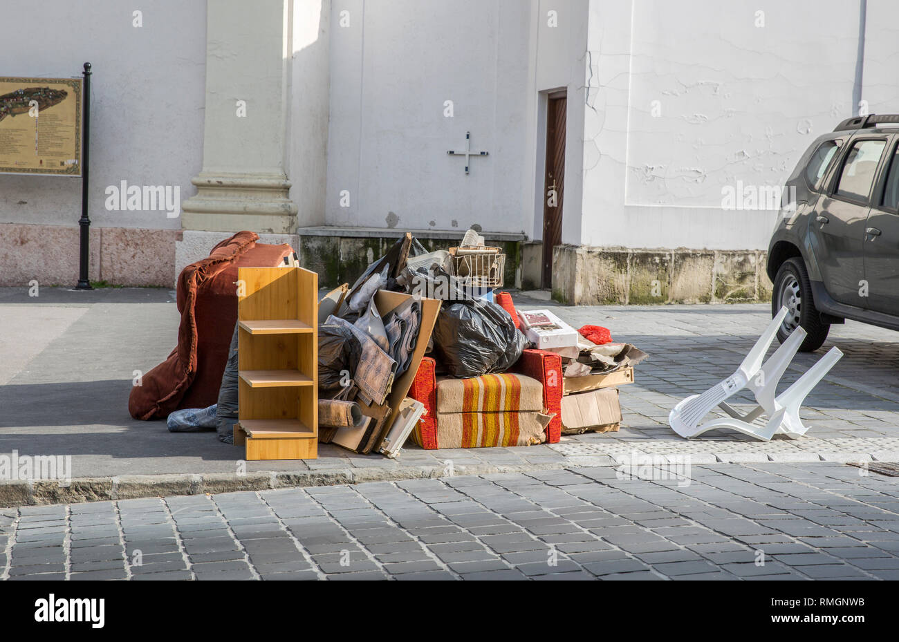 Bulky Waste On The Street Broken Beds Chairs Garbage Furniture