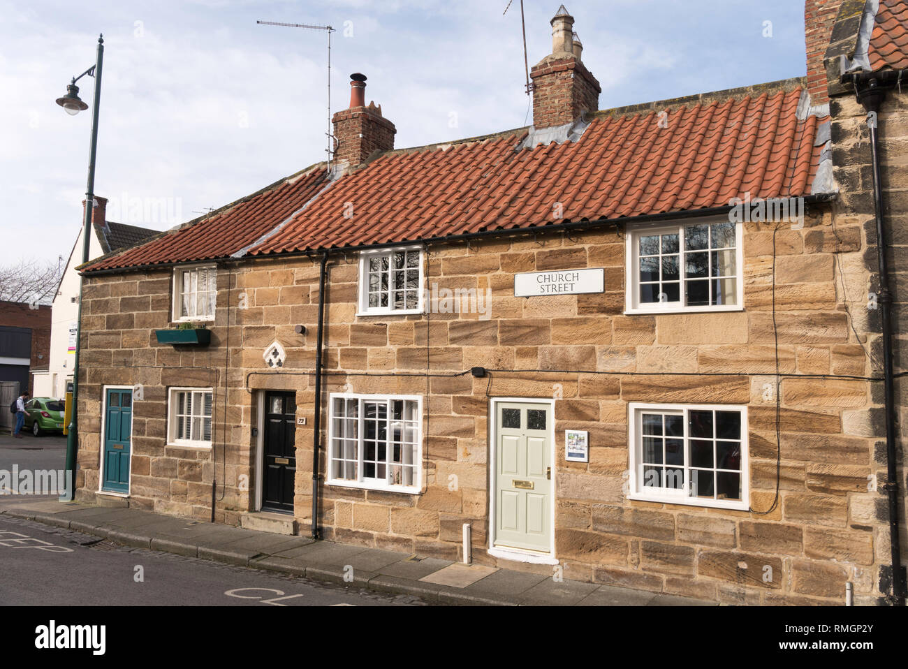 Old cottages in Church Street Guisborough, North Yorkshire, England, UK