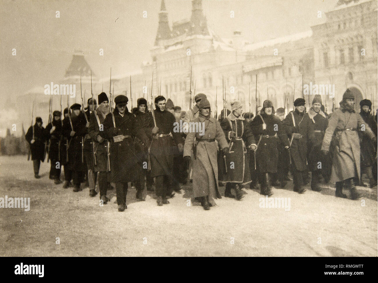 Civil War. Red Army Brigade Parade before their Departure to the Front Line. Photograph Stock Photo